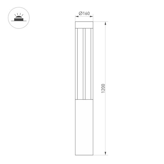 Arlight 047686 Светильник LGD-CASTELLO-BOLL-H1200-20W Warm3500-MIX (GR, 80 deg, 230V) (Arlight, IP65 Металл, 5 лет) 047686, изображение 3