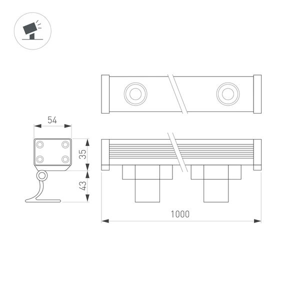Arlight 024306 Светодиодный прожектор AR-LINE-1000L-36W-220V Warm (Grey, 30 deg) (Arlight, IP65 Металл, 3 года) 024306, изображение 9
