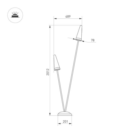 Arlight 035394 Светильник LGD-CONO-BOLL-H2000-2x7W Warm3000 (DG, 36 deg, 230V) (Arlight, IP65 Металл, 3 года) 035394, изображение 4