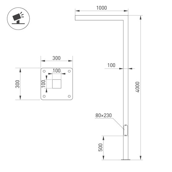 Arlight 051402 Опора OXOR-STER-G-1000x100x100-L4000-26W Warm3000 (BK, 230V) IP65 (Arlight, Сталь) 051402, изображение 4