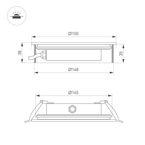 Arlight 038167 Светильник ART-GROUND-SLIM-R160-15W Warm3000 (SL, 30 deg, 24V) (Arlight, IP67 Металл, 3 года) 038167, изображение 14
