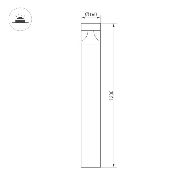 Arlight 047692 Светильник LGD-LANDMARK-BOLL-H1200-20W Warm3500-MIX (GR, 300 deg, 230V) (Arlight, IP65 Металл, 5 лет) 047692, изображение 3