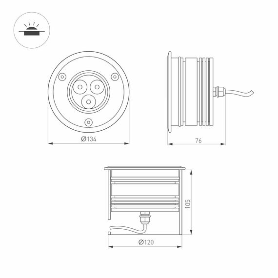 Arlight 024961 Светильник ART-GROUND-COLOR-TURN-R115-9W RGB (SL, 25 deg, 24V) (Arlight, IP67 Металл, 3 года) 024961, изображение 13