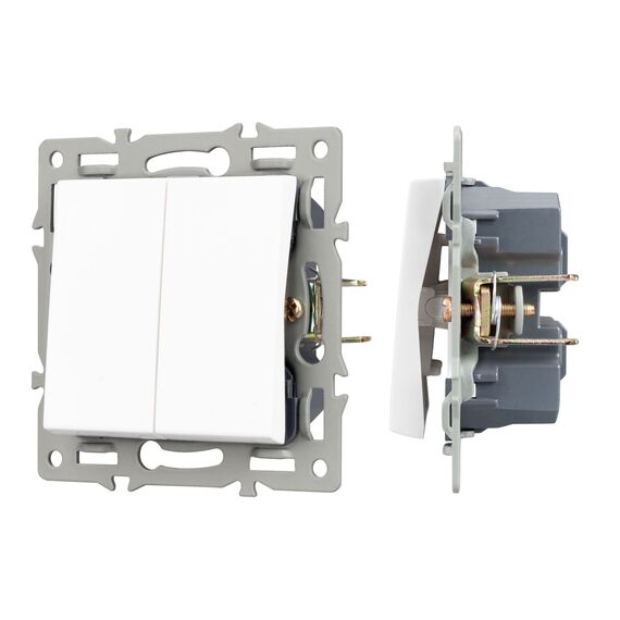 Arlight 043727 Механизм выключателя двухклавишный проходной SWT-MKP2-PL-WH (250V, 16A) (Arlight, -) 043727