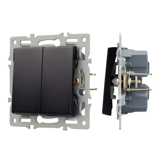 Arlight 043728 Механизм выключателя двухклавишный проходной SWT-MKP2-PL-BK (250V, 16A) (Arlight, -) 043728
