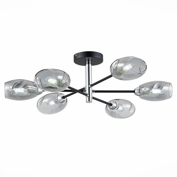 EVOLUCE SLE155512-06 Светильник потолочный Черный, Хром/Дымчатый E14 6*40W