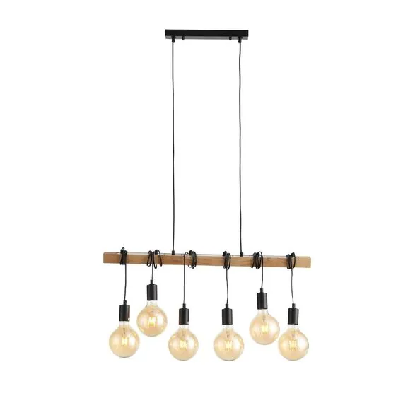 EVOLUCE SL1142.403.06 Светильник подвесной Черный, Светлое дерево E27 6*60W