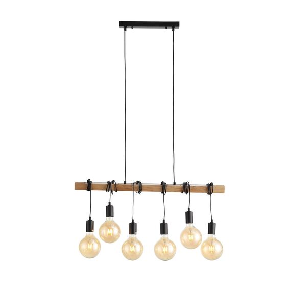 EVOLUCE SL1142.403.06 Светильник подвесной Черный, Светлое дерево E27 6*60W