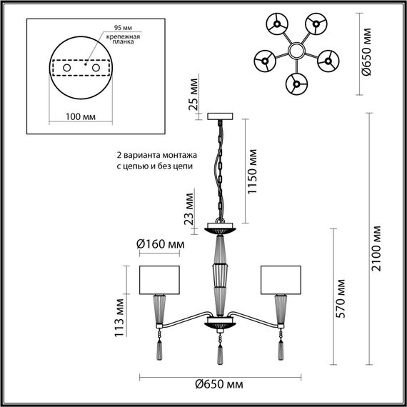 Odeon Light 5403/5; 0045755 Люстра, изображение 6