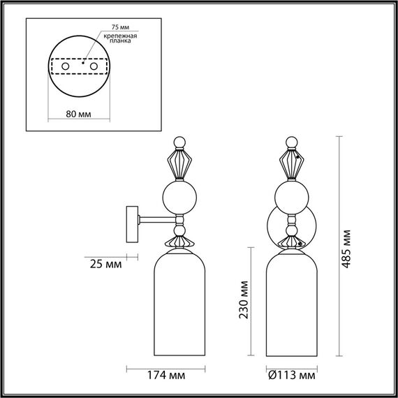 Odeon Light 4893/1WA; 0044851 Настенный светильник, изображение 5