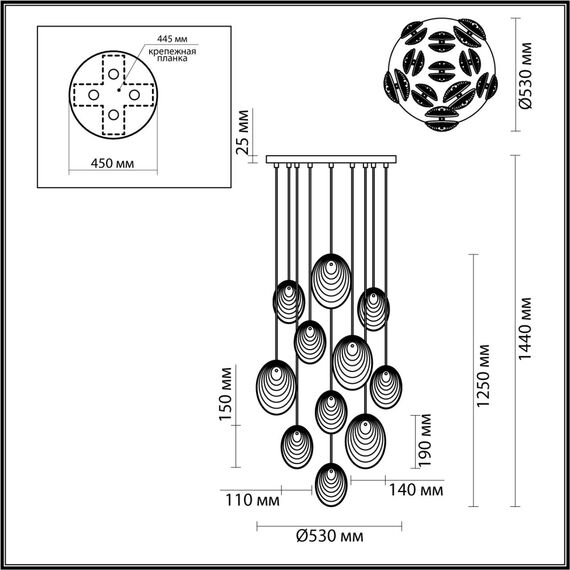 Odeon Light 5038/11; 0046936 Люстра каскадная, изображение 3