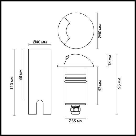 Odeon Light 6662/1GL3; 0047894 Встраиваемый грунтовый светильник, изображение 5