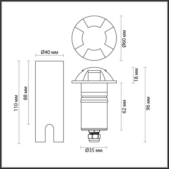 Odeon Light 6662/3GL3; 0047896 Встраиваемый грунтовый светильник, изображение 5