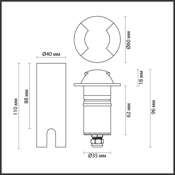 Odeon Light 6662/2GL; 0046282 Встраиваемый грунтовый светильник, изображение 4
