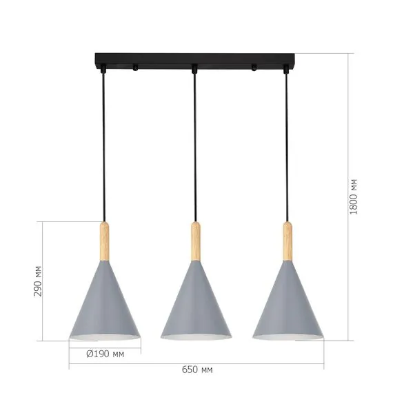 EVOLUCE SLE1255-413-03 Светильник подвесной Черный/Серый E27 3*40W, изображение 4
