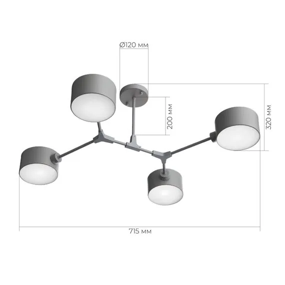 EVOLUCE SLE183702-04 Светильник потолочный Серый/Серый E14 4*60W, изображение 6