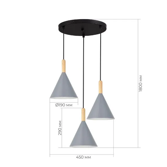 EVOLUCE SLE1255-433-03 Светильник подвесной Черный/Серый E27 3*40W, изображение 4
