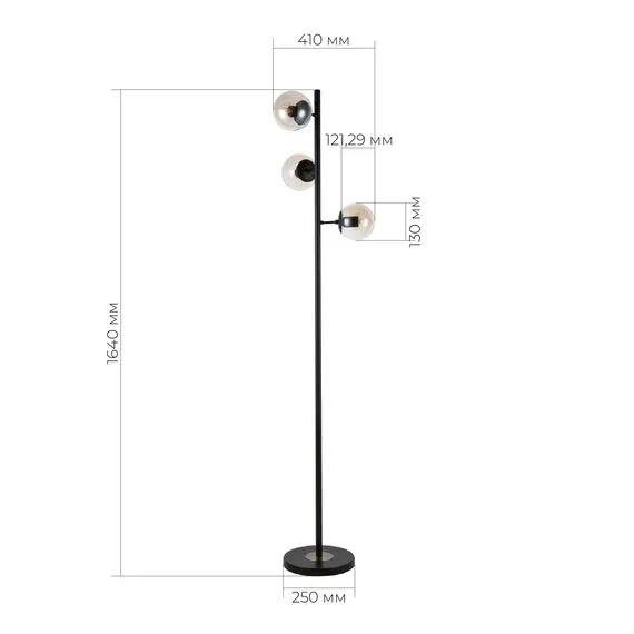 EVOLUCE SLE154905-03 Светильник напольный Черный/Янтарный E27 3*60W, изображение 2