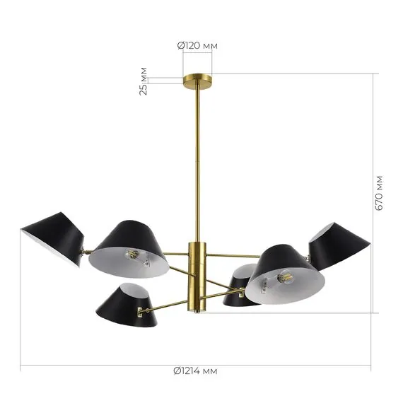 EVOLUCE SLE1253-343-06 Светильник подвесной Латунь/Черный, Белый E14 6*60W, изображение 3