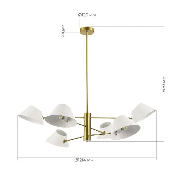 EVOLUCE SLE1253-353-06 Светильник подвесной Латунь/Белый E14 6*60W, изображение 3
