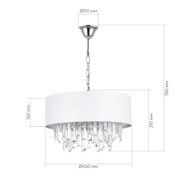 EVOLUCE SLE1120-103-07 Светильник подвесной Хром/Белый E14 7*40W, изображение 5