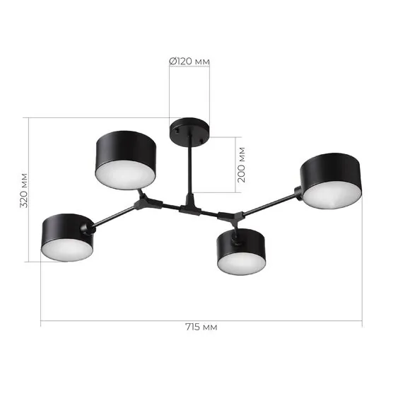 EVOLUCE SLE183402-04 Светильник потолочный Черный/Черный E14 4*60W, изображение 6