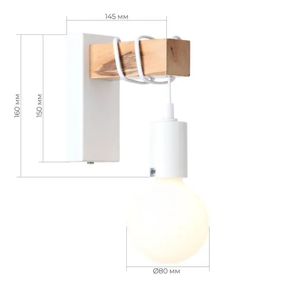 EVOLUCE SL1142.501.01 Светильник настенный Белый, Светлое дерево E27 1*60W, изображение 5