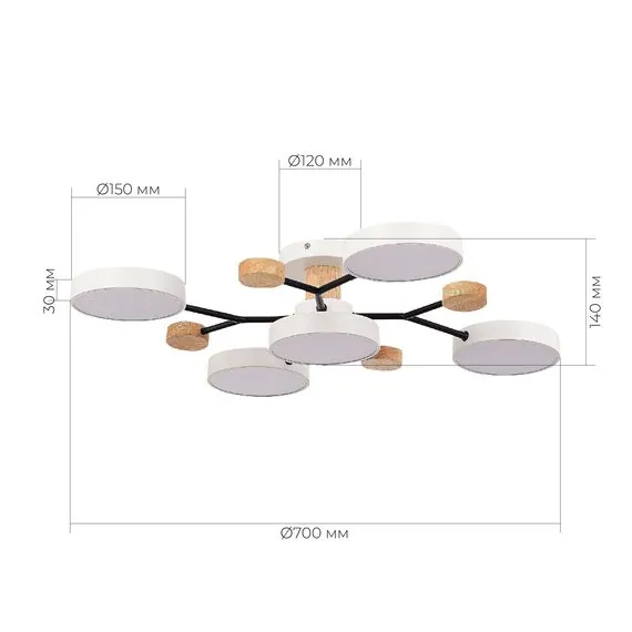 EVOLUCE SLE6006-502-05 Светильник потолочный Белый/Белый LED 5*12W 3000K/4500K/6000K, изображение 6