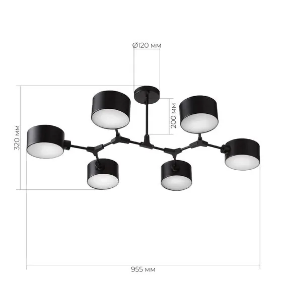 EVOLUCE SLE183402-06 Светильник потолочный Черный/Черный E14 6*60W, изображение 6