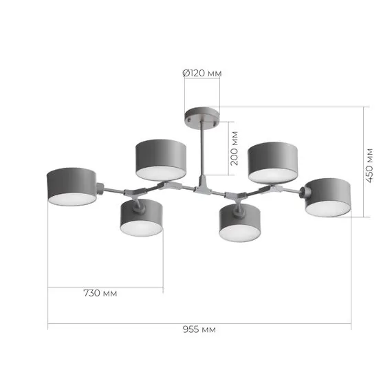EVOLUCE SLE183702-06 Светильник потолочный Серый/Серый E14 6*60W, изображение 5