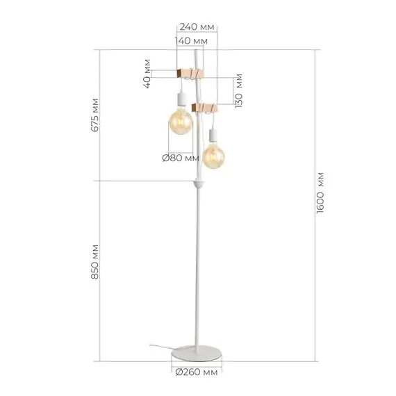 EVOLUCE SL1142.505.01 Светильник напольный Белый, Светлое дерево E27 2*60W, изображение 4