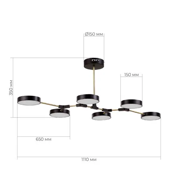 EVOLUCE SLE6004-402-06 Светильник потолочный Черный, Латунь/Черный LED 6*10W, изображение 7