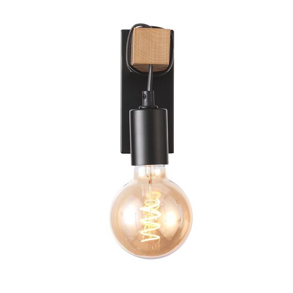 EVOLUCE SL1142.401.01 Светильник настенный Черный, Светлое дерево E27 1*60W, изображение 2