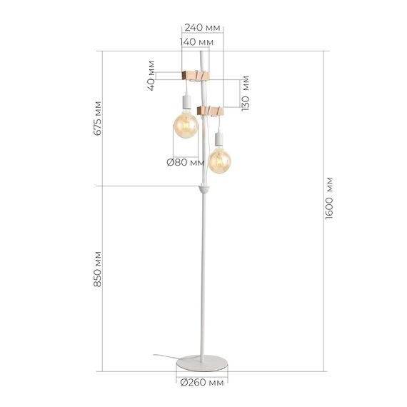 EVOLUCE SL1142.505.01 Светильник напольный Белый, Светлое дерево E27 2*60W, изображение 4