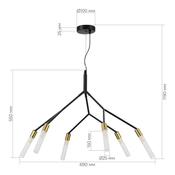 EVOLUCE SLE1129-403-06 Светильник подвесной Черный, латунь/Белый G9 6*5W, изображение 3