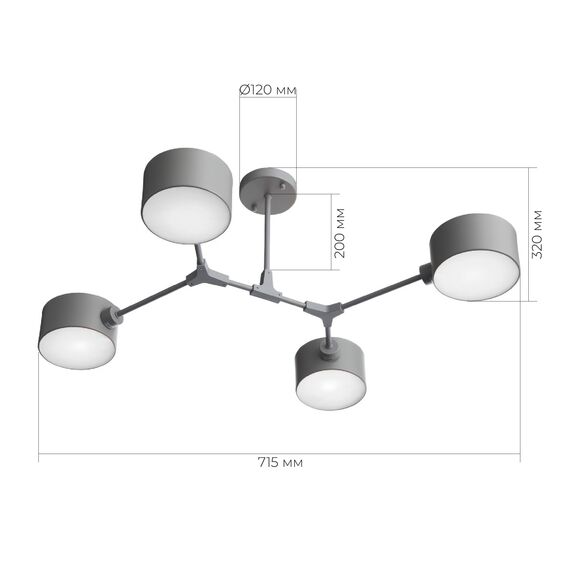 EVOLUCE SLE183702-04 Светильник потолочный Серый/Серый E14 4*60W, изображение 6