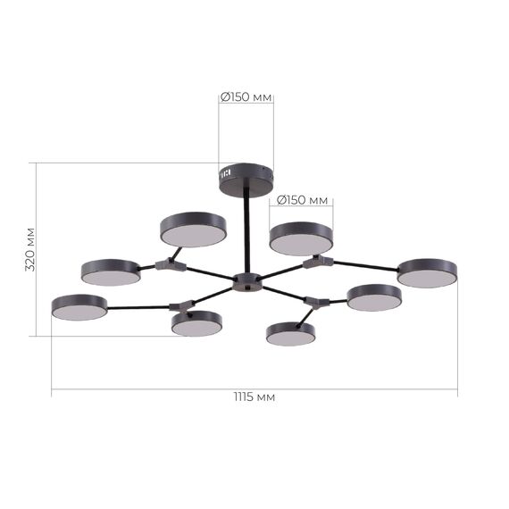 EVOLUCE SLE6003-702-08 Светильник потолочный Серый,Черный/Серый LED 8*10W, изображение 7