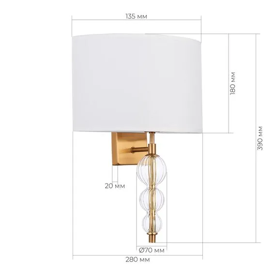 EVOLUCE SLE105711-01 Светильник настенный Латунь, Прозрачный/Белый E14 1*40W, изображение 4