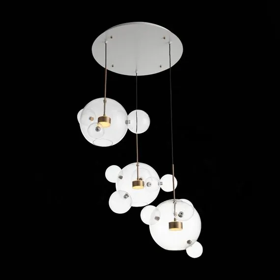 ST LUCE SL1133.203.03 Светильник подвесной ST-Luce Белый,Латунь/Прозрачный LED 3*14W 3000K  (из 4-х коробок), изображение 3