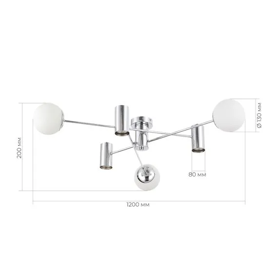 EVOLUCE SLE1105-102-06 Светильник потолочный Хром/Белый GU10+E27 3+3*5+60W, изображение 3