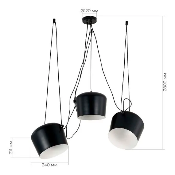 EVOLUCE SLE120643-03 Светильник подвесной Черный/Черный E27 3*40W, изображение 2