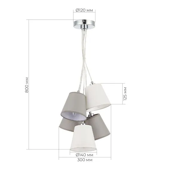 EVOLUCE SLE300403-05 Светильник подвесной Хром/Белый, Серый E14 5*40W, изображение 4