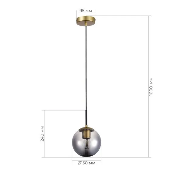 EVOLUCE SLE1097-303-01 Подвес Матовое золото/Дымчатый E27 1*60W, изображение 4