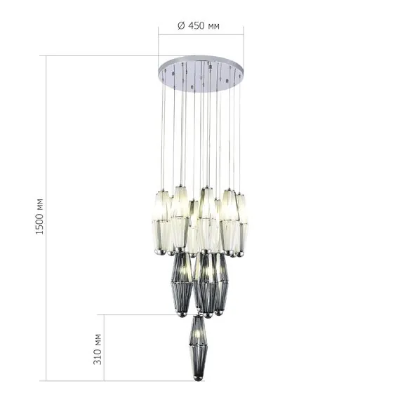 ST LUCE SL1242.103.16 Светильник подвесной ST-Luce Хром/Дымчатый, Молочный G9 16*5W 4000K, изображение 3