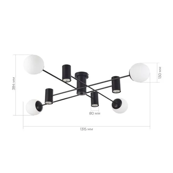 EVOLUCE SLE1105-402-08 Светильник потолочный Черный/Белый GU10+E27 4+4*5+60W, изображение 3