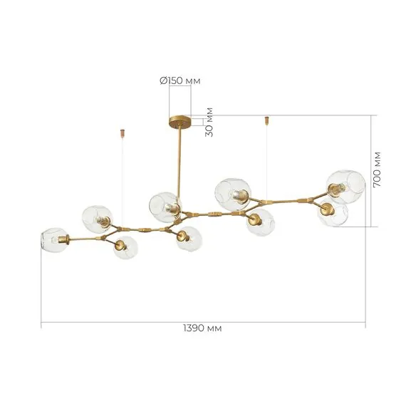 EVOLUCE SLE154823-09 Светильник подвесной Золотистый/Прозрачный E27 9*40W, изображение 3