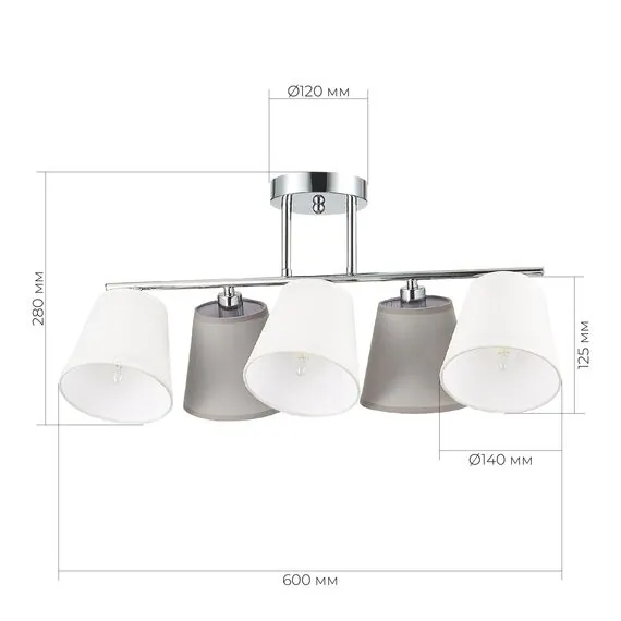 EVOLUCE SLE300402-05 Светильник потолочный Хром/Белый, Серый E14 5*40W, изображение 5