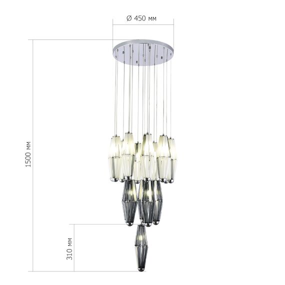 ST LUCE SL1242.103.16 Светильник подвесной ST-Luce Хром/Дымчатый, Молочный G9 16*5W 4000K, изображение 3