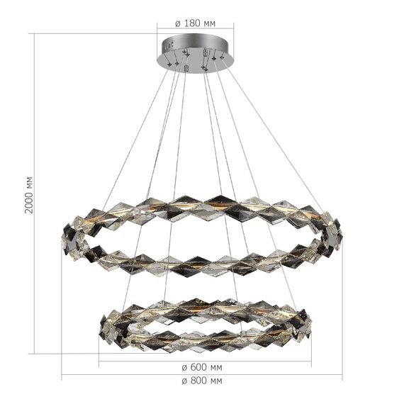 ST LUCE SL6009.103.02 Люстра подвесная ST-Luce Золотистый/Прозрачно-Дымчатый LED 1*45W 3000K, изображение 3