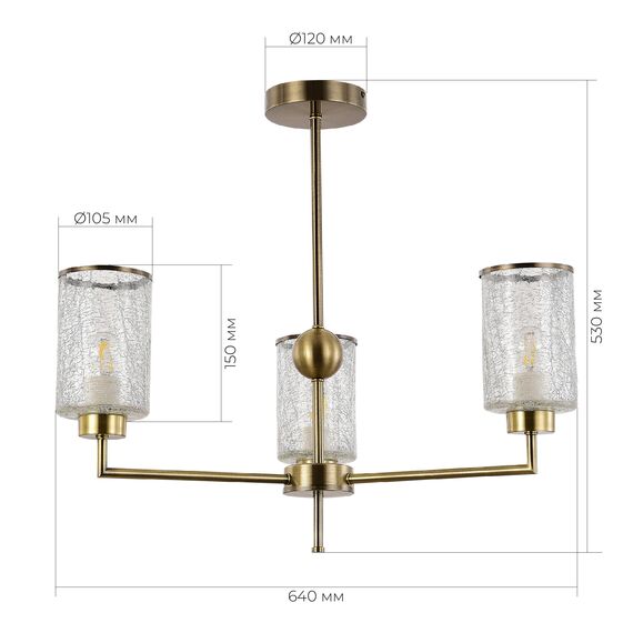 EVOLUCE SLE1046-302-03 Светильник потолочный Бронза/Прозрачный E27 3*60W, изображение 4